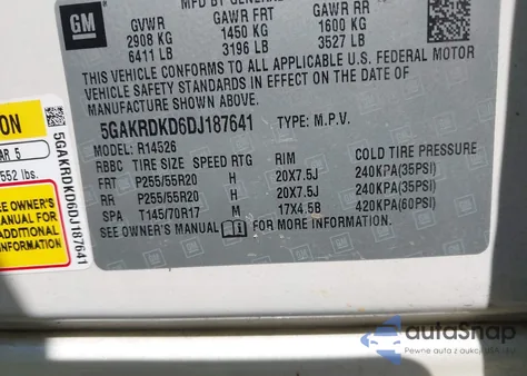 2013 Buick Enclave Premium из США, поврежденный, VIN 5GAKRDKD6DJ187641